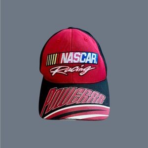 NASCAR Racing Adjustable Hat Adult Cap Vintage Power Official‎ Red Black VTG